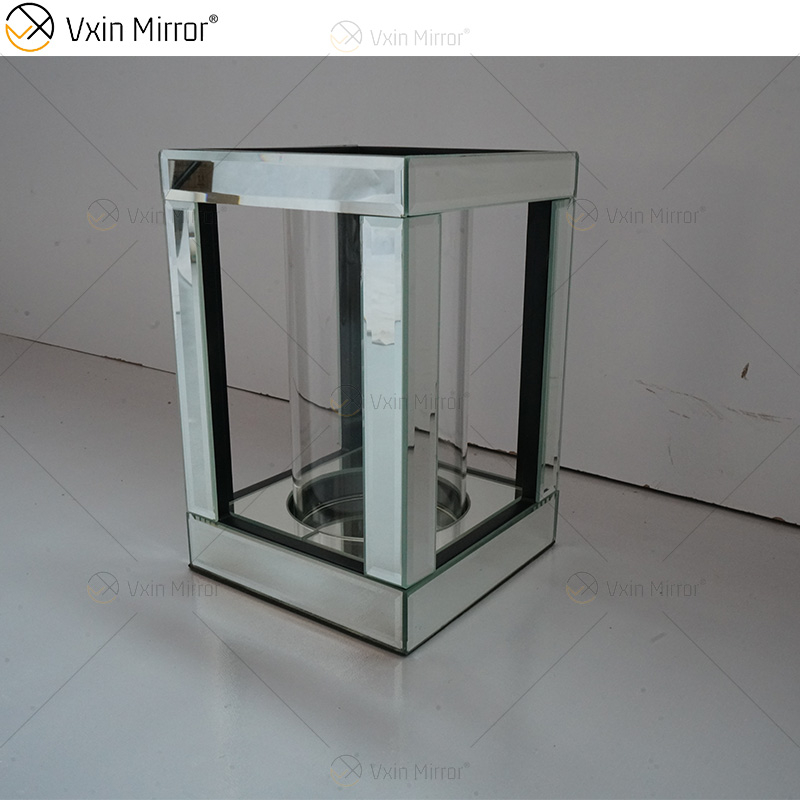 اسم قابل للتخصيص حديث أنيق WXCH-064 حامل شموع من الكريستال الفضي Mirrorr لحفل الزفاف المنزلي
