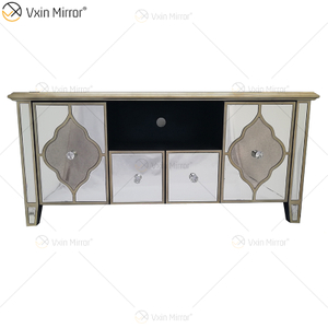 أثاث برلين المزخرف WXF-680 Anti Champagne Gold TV Stands Cabinet مع درجين وأبواب