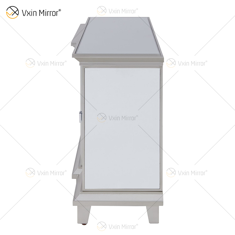 أثاث برلين المزخرف WXF-415 شامبانيا فضية عاكسة للتلفزيون تقف خزانة مع إدراج الرياح الساخنة 2 أنواع