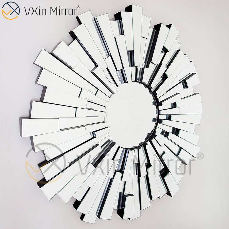 Vxin Wall Decoration WXM-1004 مرآة زجاجية ثلاثية الأبعاد فضية للتعليق على الحائط