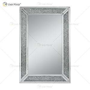 مستطيل تصميم ساخن Vxin WXM-1761 جدار ديكور الفضة المكسرة الماس الجدار شنقا مرآة