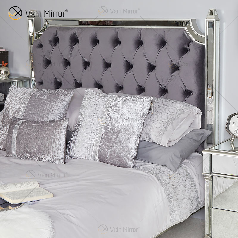Vxin Antique Furniture WXWF-1082 King Bed Grace Champagne Silver Frame مرآة سوبر