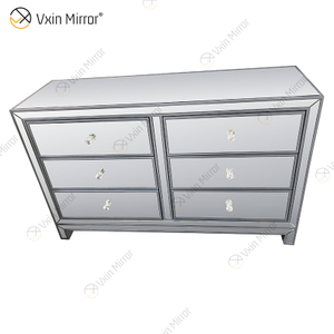 Vxin Mirror Hot البيع WXR-007 الفضة ديكور المنزل Mirored دولاب خزانة مع 6 أدراج