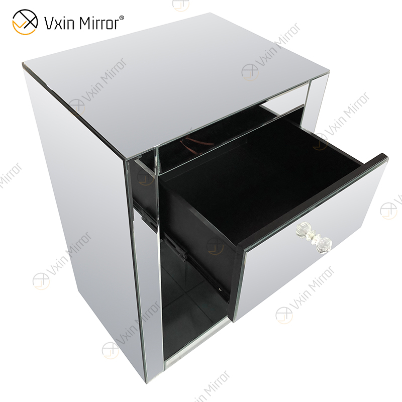 Vxin Mirror Hot البيع WXR-008 الفضة ديكور المنزل Mirored دولاب خزانة مع أدراج مع النفس