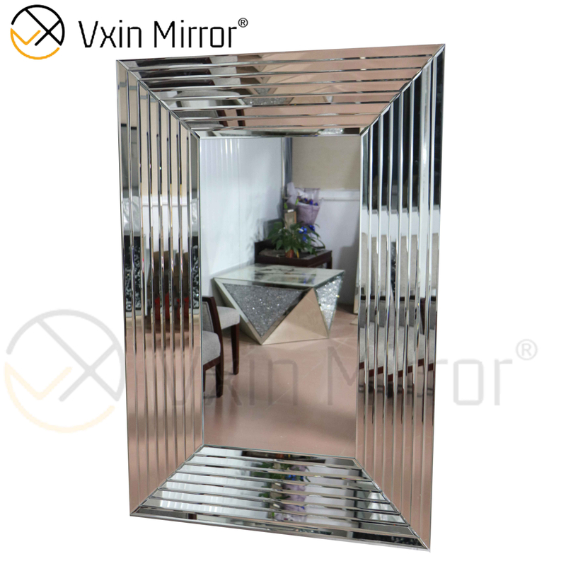 Design Wall Decoration WXM-1529 مرآة حائط فنية فضية مستطيلة للتعليق على الحائط