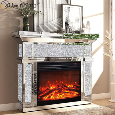 WXF-2131 الماس ذكي مرآة الموقد التحكم عن بعد موقد ذكي حار بيع 48 بوصة داخلي الفضة النار نمط الحديد