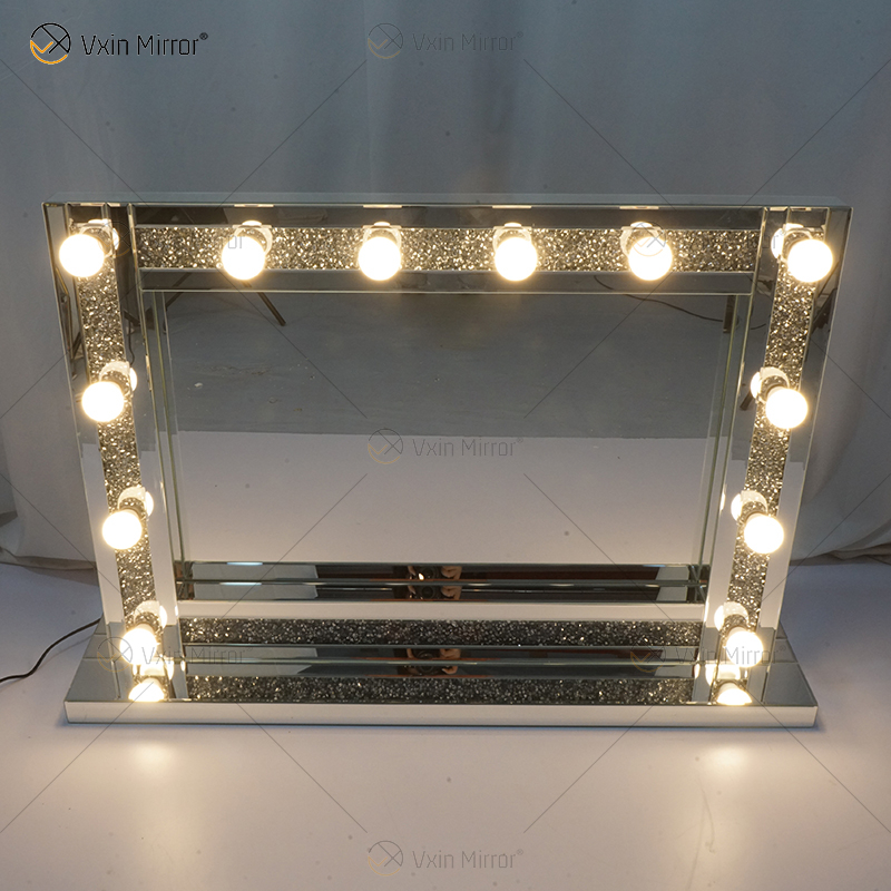 Venetian Styles WXDL-105 مرآة منضدة الزينة مضاءة بالكريستال الفضي مع 12 لمبة لأرائك غرفة المعيشة