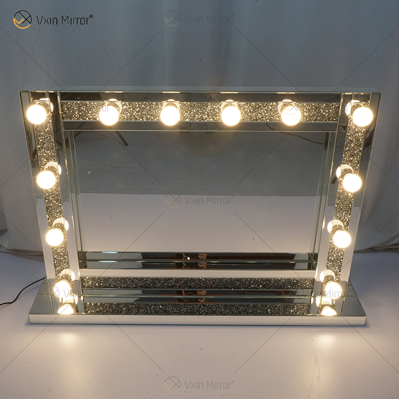 Venetian Styles WXDL-105 مرآة منضدة الزينة مضاءة بالكريستال الفضي مع 12 لمبة لأرائك غرفة المعيشة