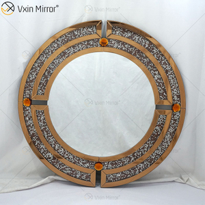الجملة WXM-1130 جولة الماس مرآة الحائط البني الفاخرة نمط مرآة الحائط