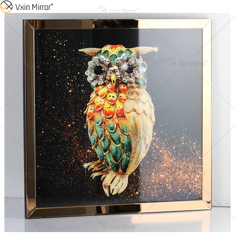 Omal Art Vxin WXMA-55 ديكور المنزل MDF إطار معكوسة جدار الفن الكريستال الخزف اللوحة مرآة جدار الفن
