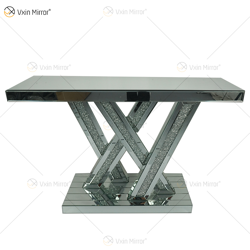 بيع المصنع مباشرة WXWF-513 Diamond Crush Mirror Console Table Crystal Home Furniture Glass Console Table