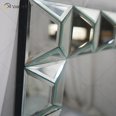 مرآة حائط زجاجية متعددة الأوجه مستطيلة WXM-1010