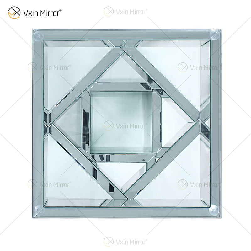 Vxin WXF-158-1 طاولة جانبية من الماس المكسر ثلاثي الأبعاد بمرآة فضية من الزجاج المقسى