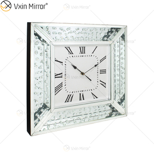 حزمة مكافحة السقوط Vxin WXMC-008 ساعة حائط كريستال فضية حديثة معكوسة