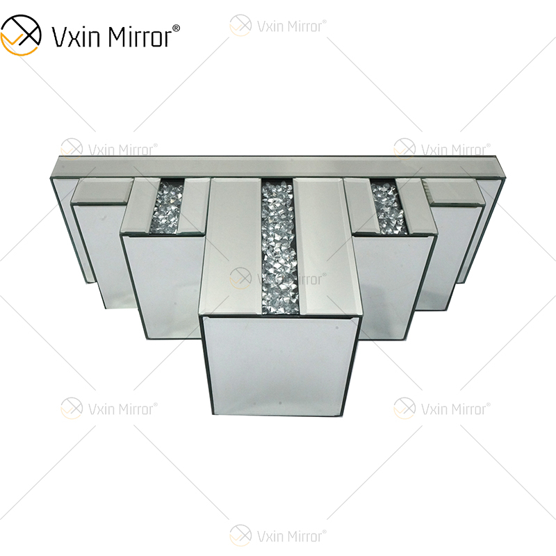 Vxin Factory Supply WXS-007-2 Silver Wall ديكور زجاج فضي ورف زجاج مرآة كريستال للجدار