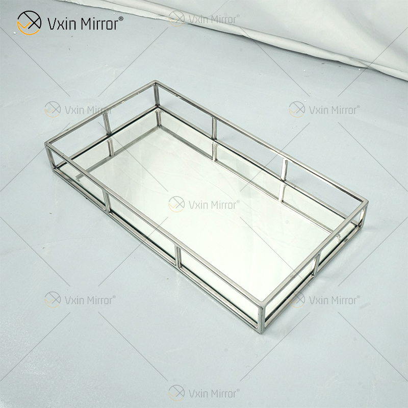 حار بيع Vxin Mirror WXT-005 ديكور حديث فضي إطار من الفولاذ المقاوم للصدأ صينية معكوسة 2 الحجم