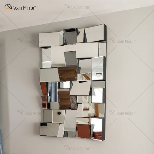 مرآة VXin WXM-1548 Moden زجاج فضي ثلاثي الأبعاد مرآة حائط ديكور ديكور المنزل لغرفة المعيشة وغرفة النوم