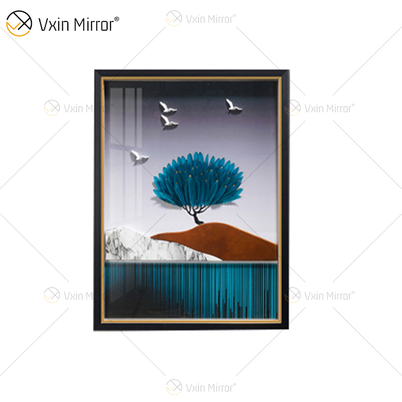 العتيقة الطراز Vxin WXPA-003 أشجار البساطة الطلاء مؤطرة مرآة جدار الفن ريشة صورة معلقة لغرفة المعيشة مجموعة للبيع