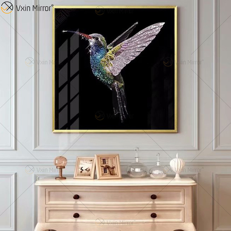 Vxin WXMA-60 كريستال بورسلين اللوحة الراتنج المغطاة MDF إطار ديكور جدار الفن مرآة جدار الفن