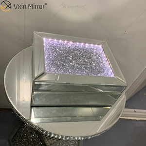 LED VXin ديكور المنزل مجوهرات صناديق الفضة الزجاج المكسر الماس الحديث معكوسة صندوق مجوهرات مع LED