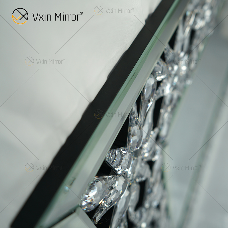 مصنع بالجملة أنيق WXM-1095 ديكور المنزل الحديث مرآة الحائط الزخرفية الكريستال الفضي