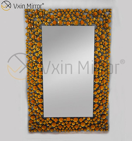 رخيصة WXM-1051 أعلى جودة براون الجدار مرآة الديكور كريستال مرآة الحائط