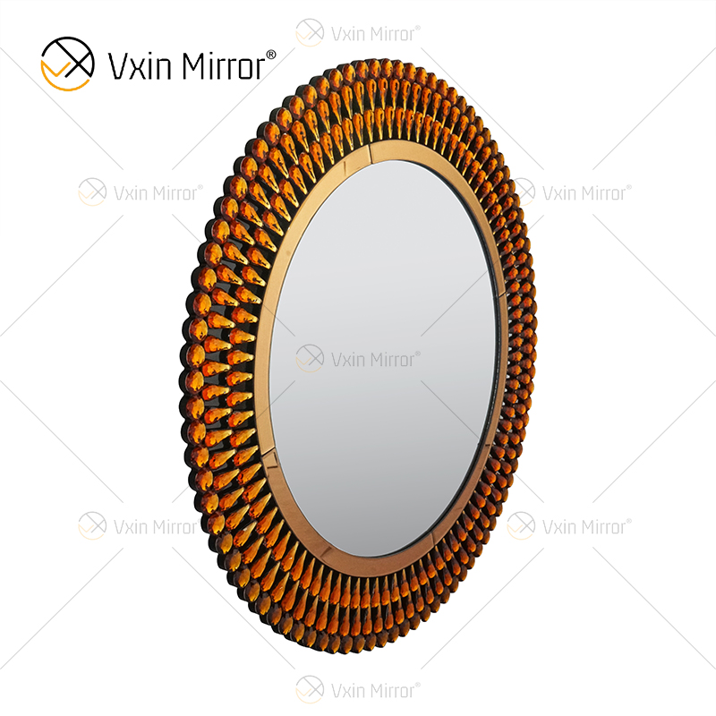 Venetian Decor WXM-1112 مرآة معلقة على الحائط من الزجاج البني على شكل معبد