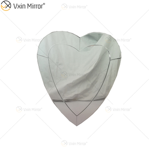 ثلاثية الأبعاد على شكل قلب مرايا معلقة على الحائط بدون إطار حديث مشطوف حافة تصميم الحمام مرآة غرفة نوم الغرور مرآة للمكياج WXM-2090