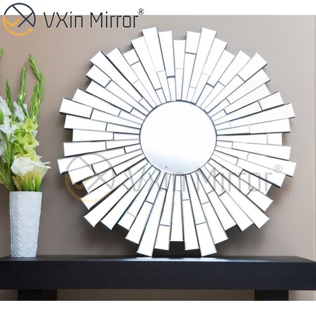 Vxin Wall Decoration WXM-1004 مرآة زجاجية ثلاثية الأبعاد فضية للتعليق على الحائط