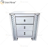 Vxin Crystal Decor WXF-274 Silver Tallboy Crystal Mirror طاولة بجانب السرير مع 3 أدراج منضدة مرآة