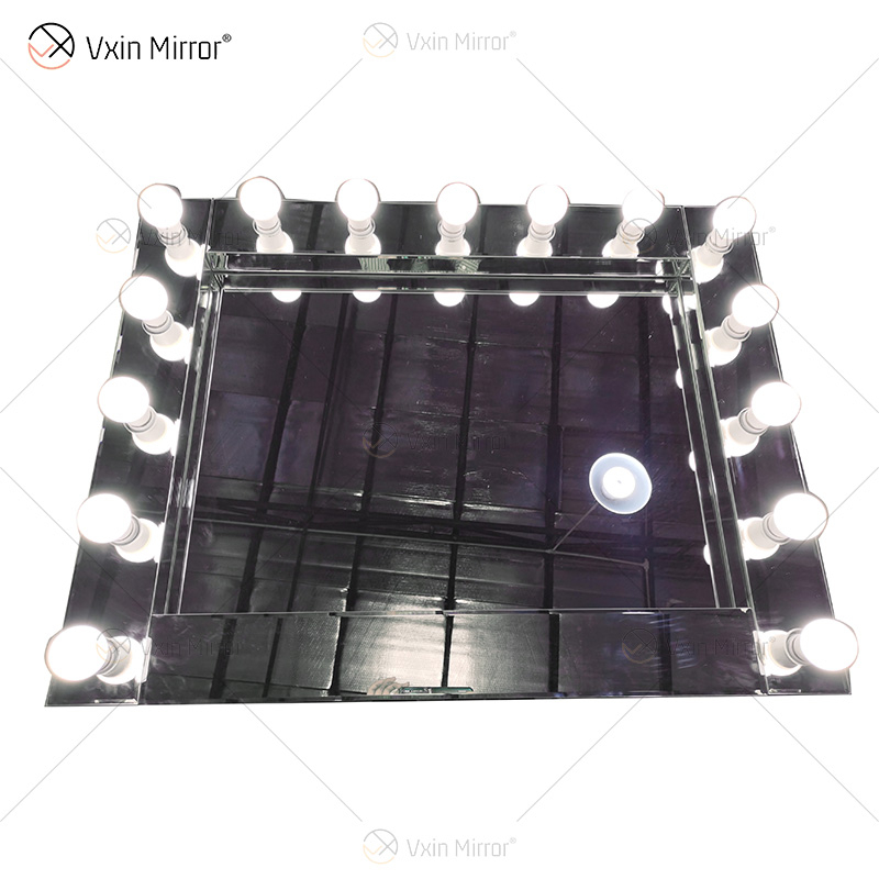 LED Venetian Styles Vxin WXDL-101 مرآة منضدة الزينة مضاءة بالكريستال الفضي مع 15 لمبة