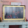 Vanity Hollywood LED with Bluetooth WXDL-1208 Crystal Sand Table Top بيضاوي الديكور مرآة ماكياج لمجموعات غرف النوم