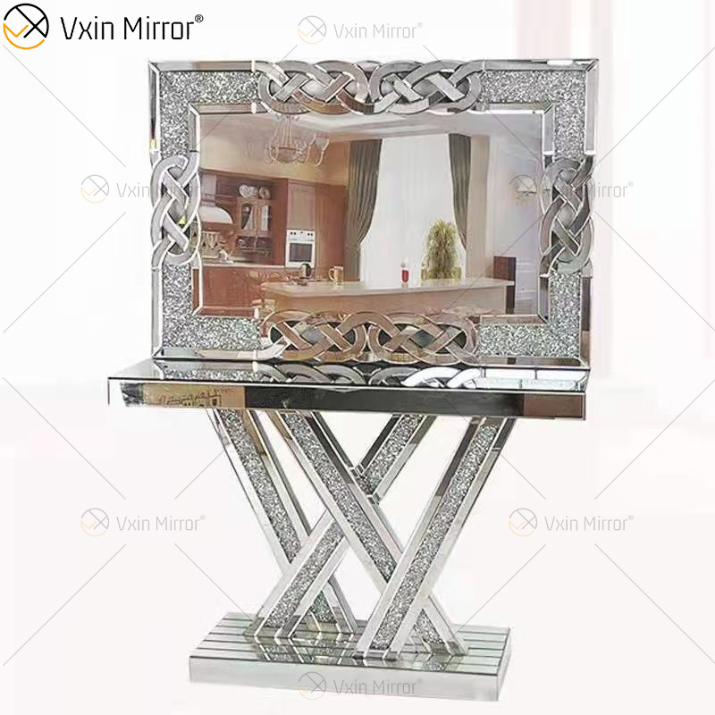 Vxin Mirror Hot البيع Silver Crystal W Design Console Table مع مدخل مرآة في أثاث غرفة المعيشة