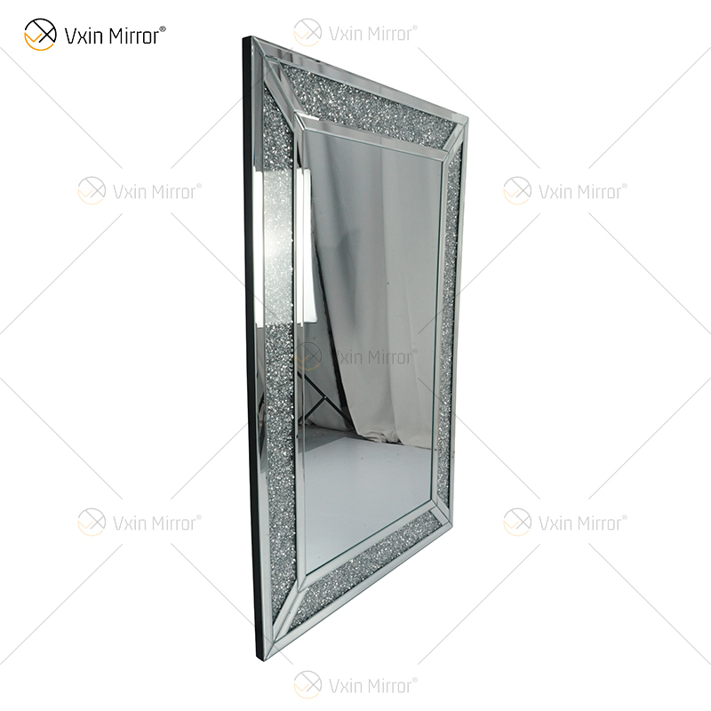 مستطيل تصميم ساخن Vxin WXM-1761 جدار ديكور الفضة المكسرة الماس الجدار شنقا مرآة