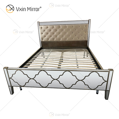 Vxin Mirror أثاث عتيق WXWF-1084 Grace Golden Silver Luxury King Bed