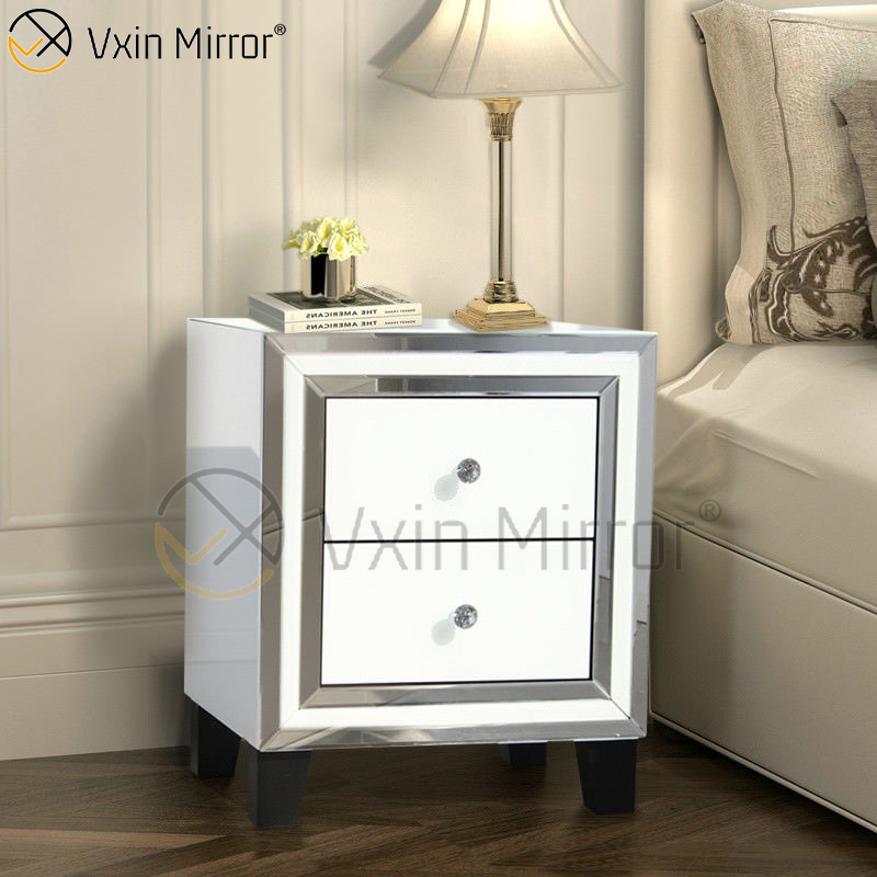 حار بيع أثاث منزلي أبيض زجاجي 2 أدراج خزانة معكوسة صندوق WXF-786