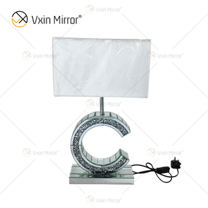 الطراز الحديث WXTL-02 الفضة المكسرة الكريستال المرآة على شكل C مصباح طاولة لمصباح مرآة غرفة النوم