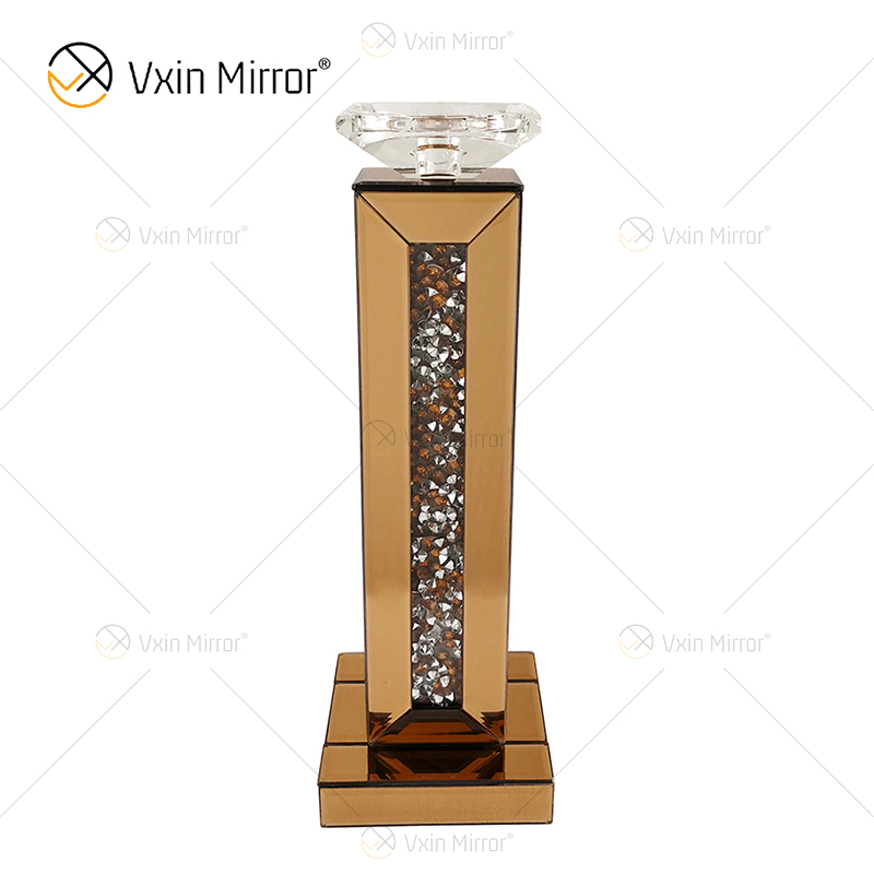 اسم قابل للتخصيص حامل شمعة أنيق عصري WXP-002 فضي ماسي مطلي بالماس