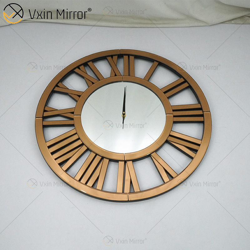 عرض ساخن WXMC-04 ديكور حائط حديث أنيق بتصميم رقمي رقمي فضي وذهبي ساعة حائط بمرآة