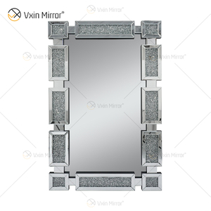 مستطيل تصميم جديد Vxin WXM-1149 جدار ديكور الفضة المكسر الماس الجدار شنقا مرآة الحائط مرآة