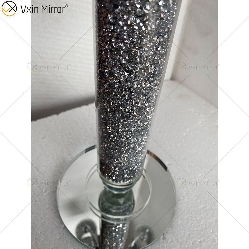 اسم قابل للتخصيص حديث أنيق VX-09 فضي كريستال 75 حامل شموع Mirrorr لحفل الزفاف المنزلي
