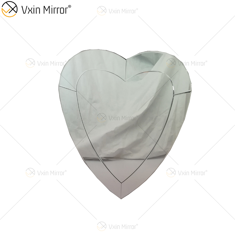ثلاثية الأبعاد على شكل قلب مرايا معلقة على الحائط بدون إطار حديث مشطوف حافة تصميم الحمام مرآة غرفة نوم الغرور مرآة للمكياج WXM-2090