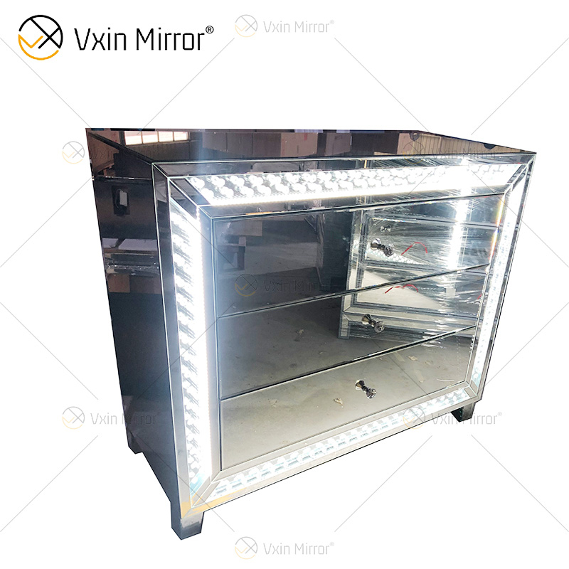 WXF-2140 LED حبات مثمنة أزياء بسيطة ثلاثة أدراج LED خزانة مطابقة LED مرآة مخصصة التوصيل