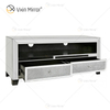 خزانة تلفاز فضية من Vxin Mirror Furniture مع درجين من الماس المكسر