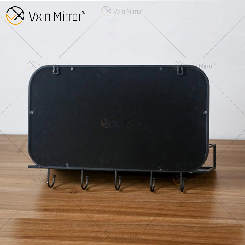 Vxin Factory Supply Silver Wall Decor Silver Metal Rack تخزين الرف مرآة مستطيل رف جدار