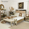 Vxin Antique Furniture WXWF-1088 King Bed Grace Golden Frame Mirrored Super Bed
