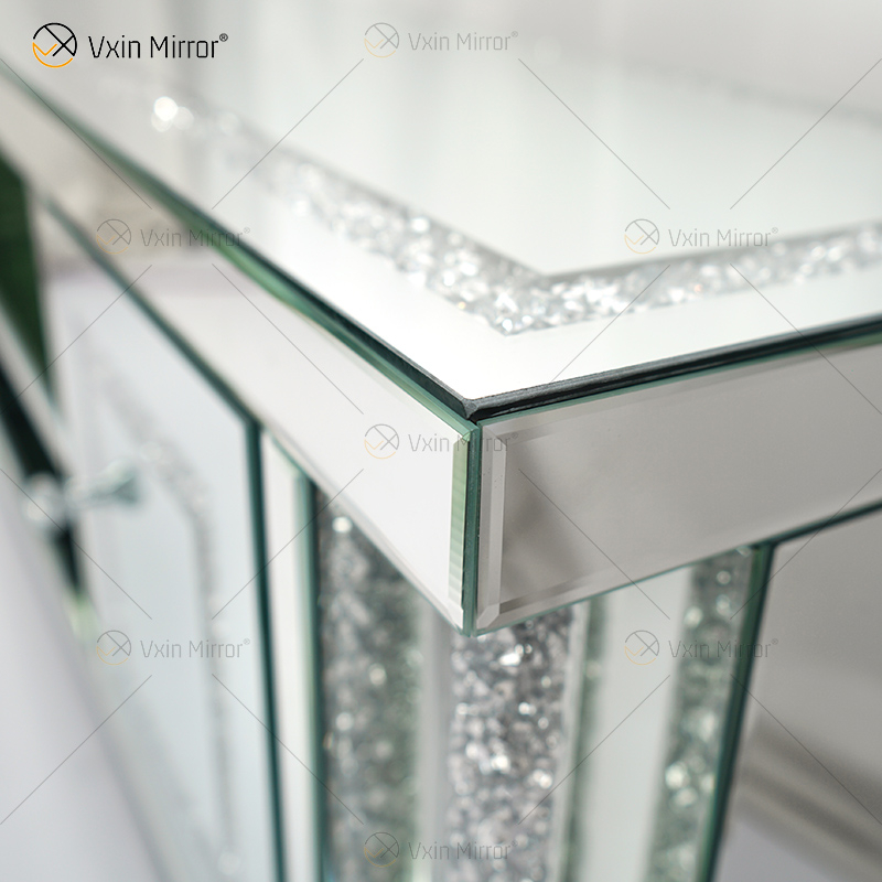 أثاث معكوسة لغرفة المعيشة أوروبية حديثة WXF-162 أحدث تصميمات تلفزيون زجاجي مع الماس