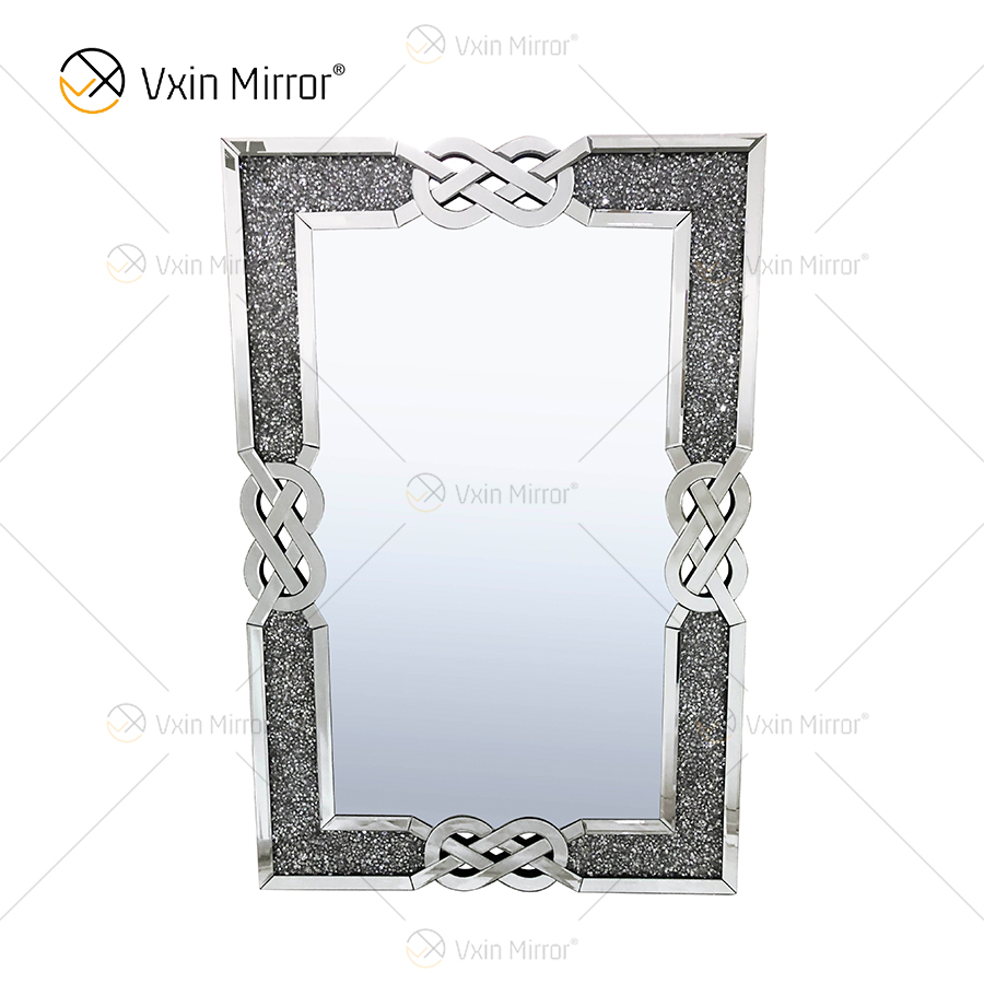 مستطيل VXin WXM-1760 ديكور الحائط الفضة المكسرة الماس الجدار شنقا مرآة
