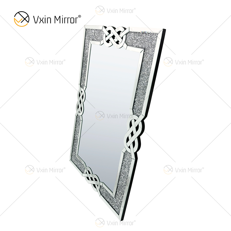 مستطيل VXin WXM-1760 ديكور الحائط الفضة المكسرة الماس الجدار شنقا مرآة
