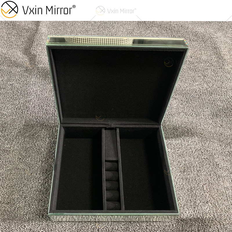 LED VXin ديكور المنزل مجوهرات صناديق الفضة الزجاج المكسر الماس الحديث معكوسة صندوق مجوهرات مع LED